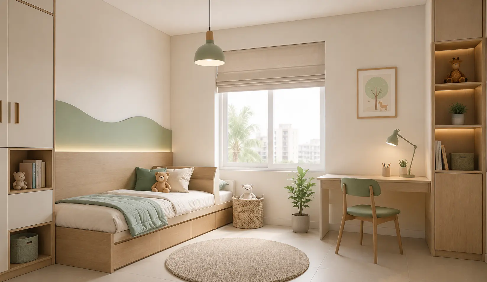 Modern Minimalist Kids Room Design Bangladesh, Cozy minimalist children's bedroom design