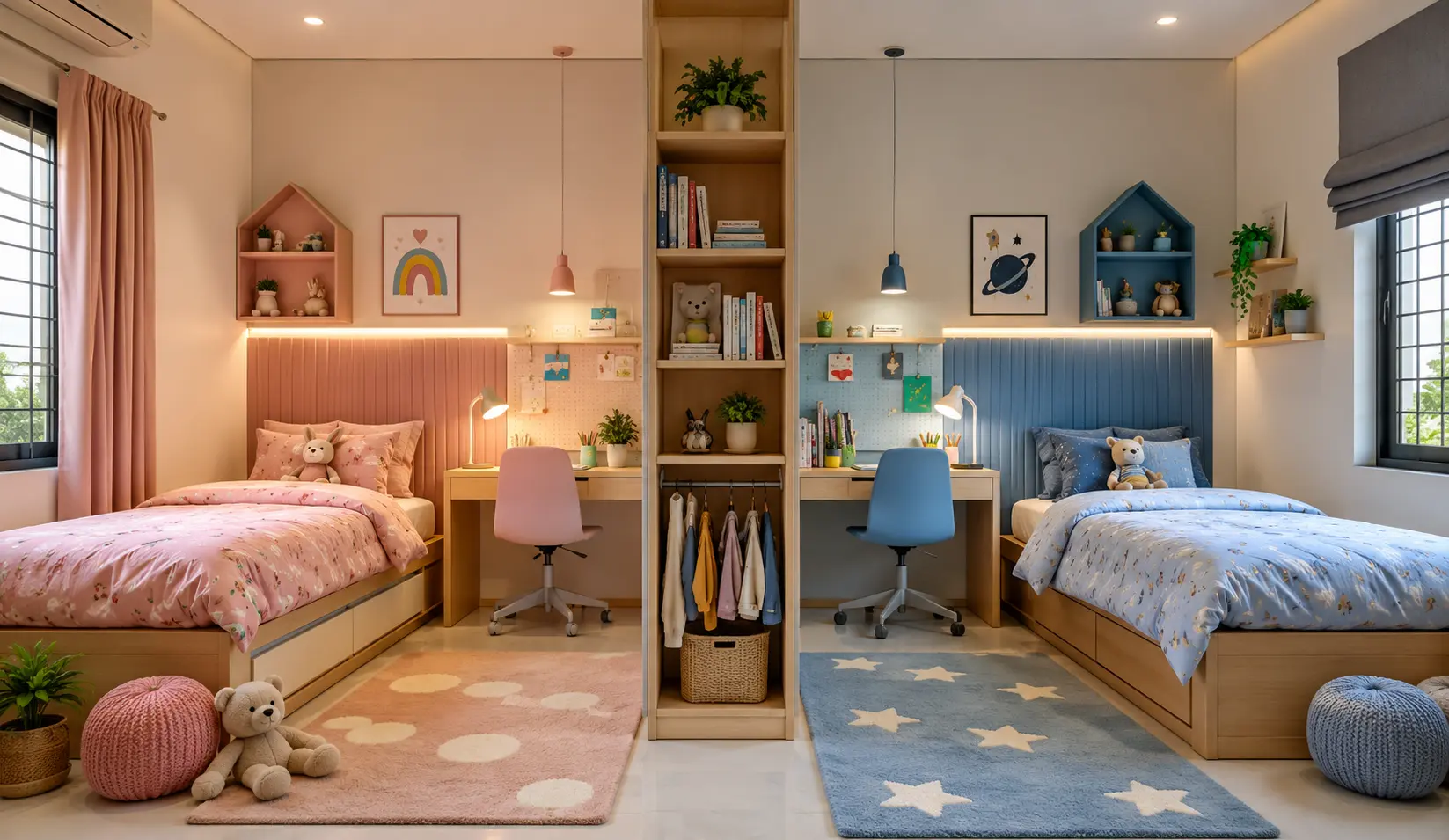 Shared Sibling Room Design Bangladesh, Bright and cozy shared kids' room