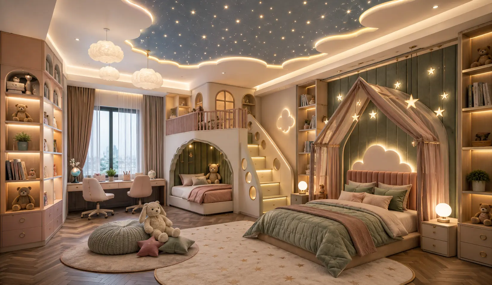 Luxury Kids Room Design Dhaka Bangladesh, Dreamy pastel kids' bedroom with stars