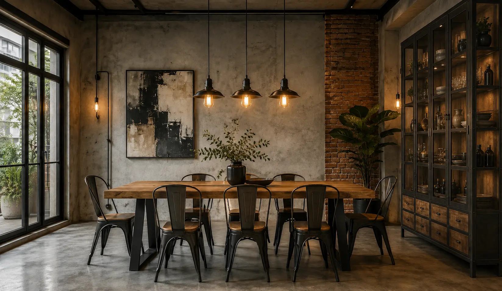 Industrial Chic Dining Room Design Bangladesh