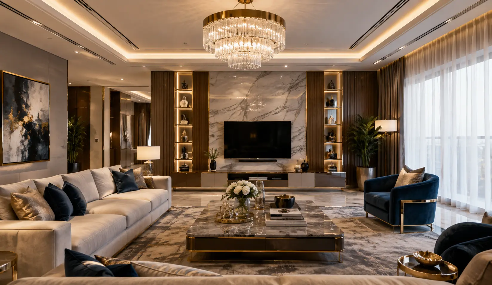 Luxury Modern Family Living Interior Design Bangladesh