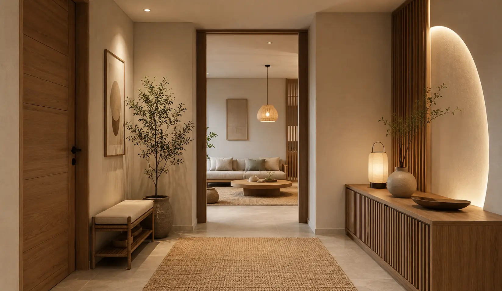 Japandi Family Living Interior Design Bangladesh