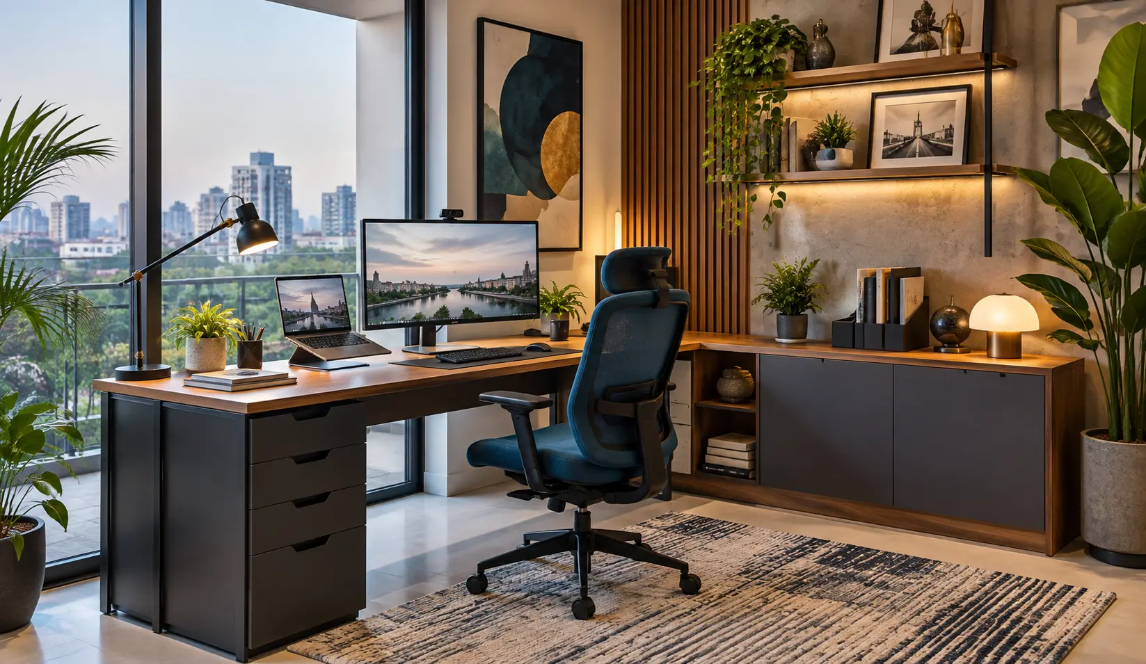 Contemporary Home Office Workstation Interior Design Bangladesh