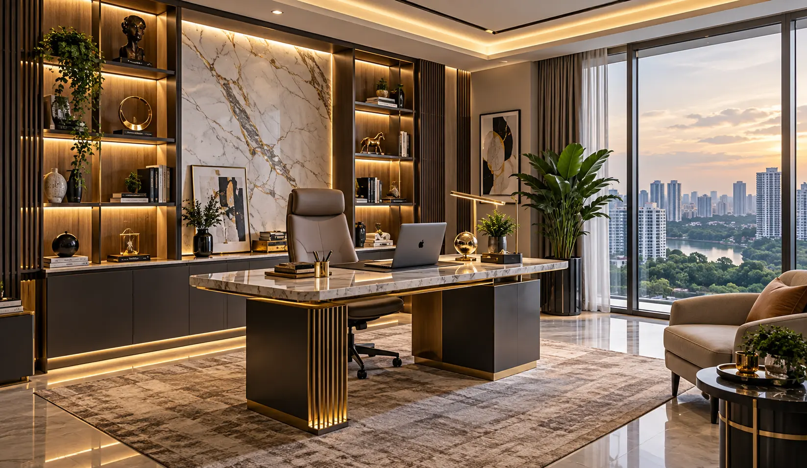 Luxury Modern Home Office Workstation Interior Design Bangladesh