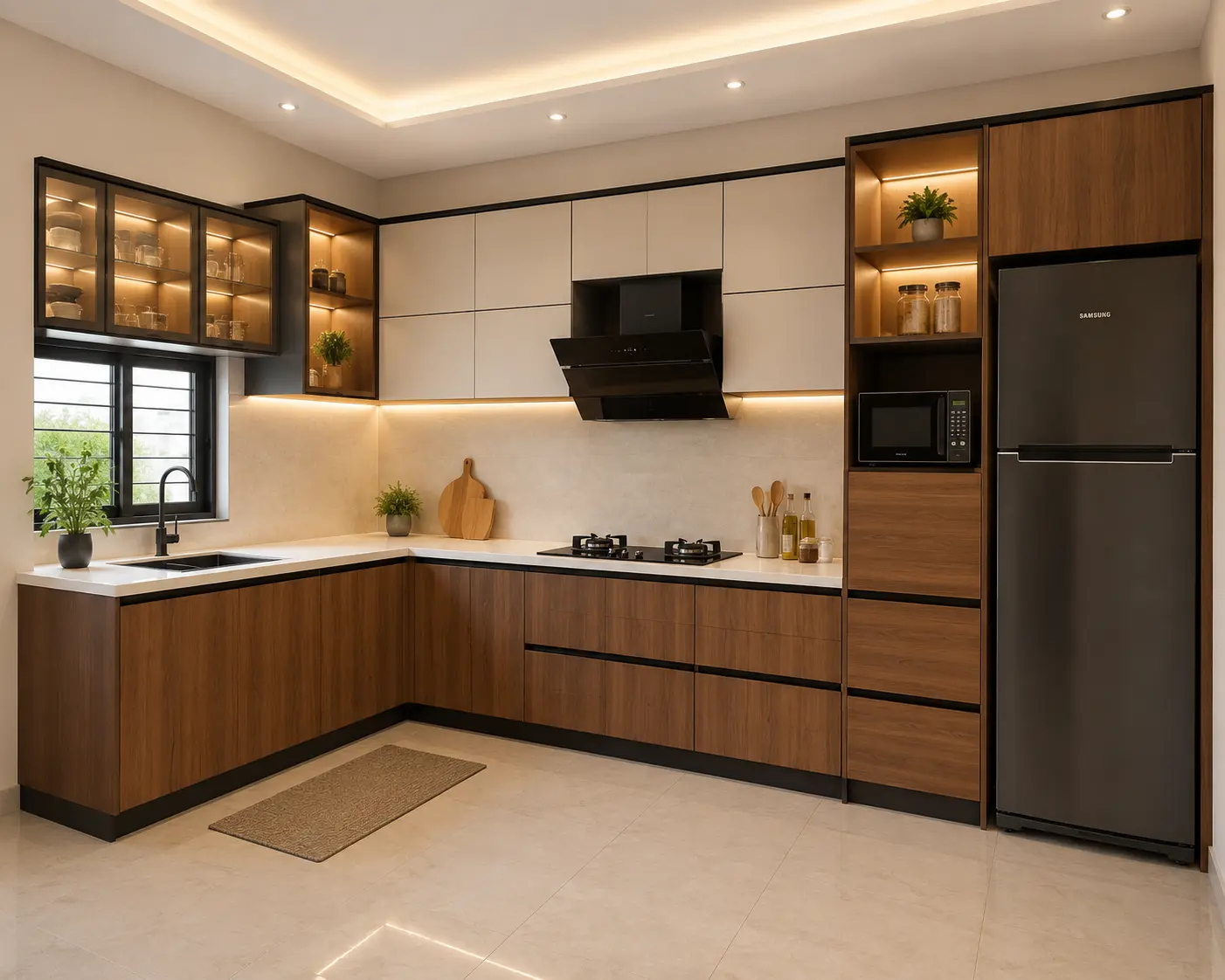 L-Shape Kitchen Cabinet Design Bangladesh