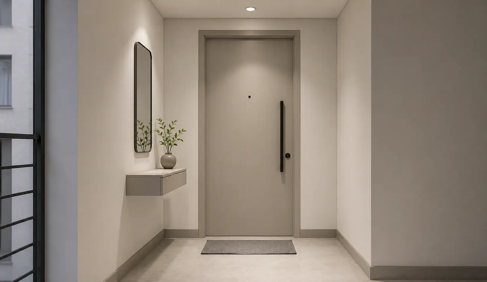Minimalist Entrance Outside Flat Interior Design Bangladesh