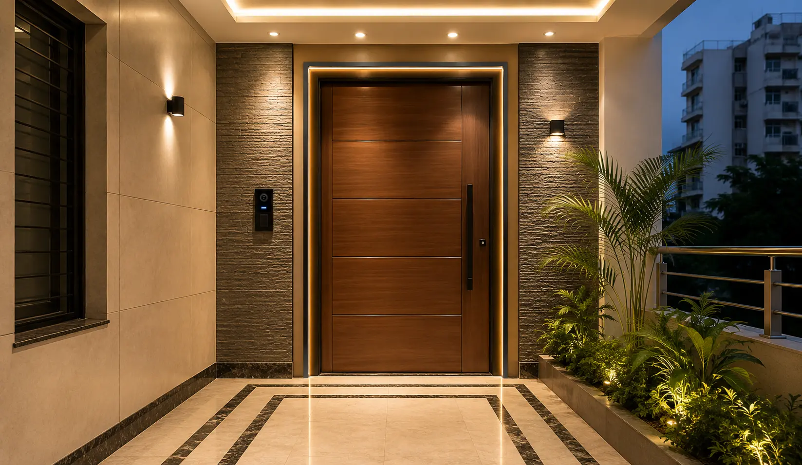 Contemporary Entrance Outside Flat Interior Design Bangladesh