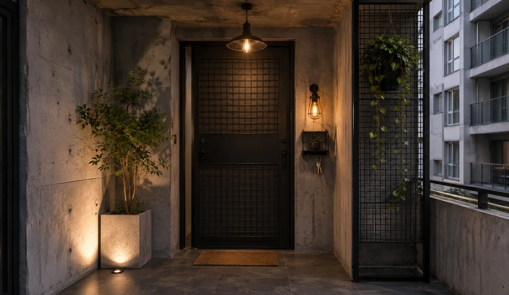 Industrial Entrance Outside Flat Interior Design Bangladesh