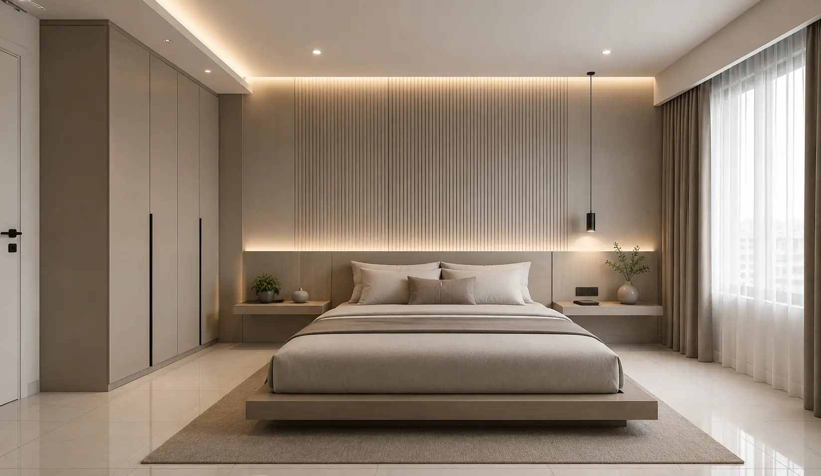 Modern Minimalist Master Bedroom Interior Design Bangladesh