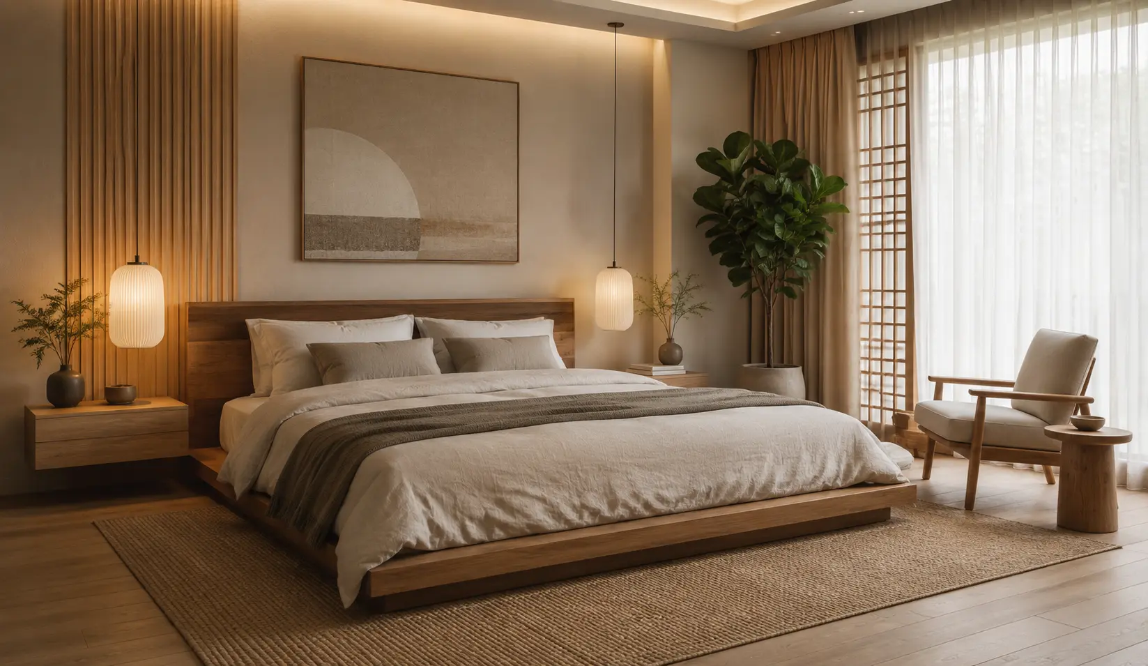 Japandi Master Bedroom Interior Design Bangladesh