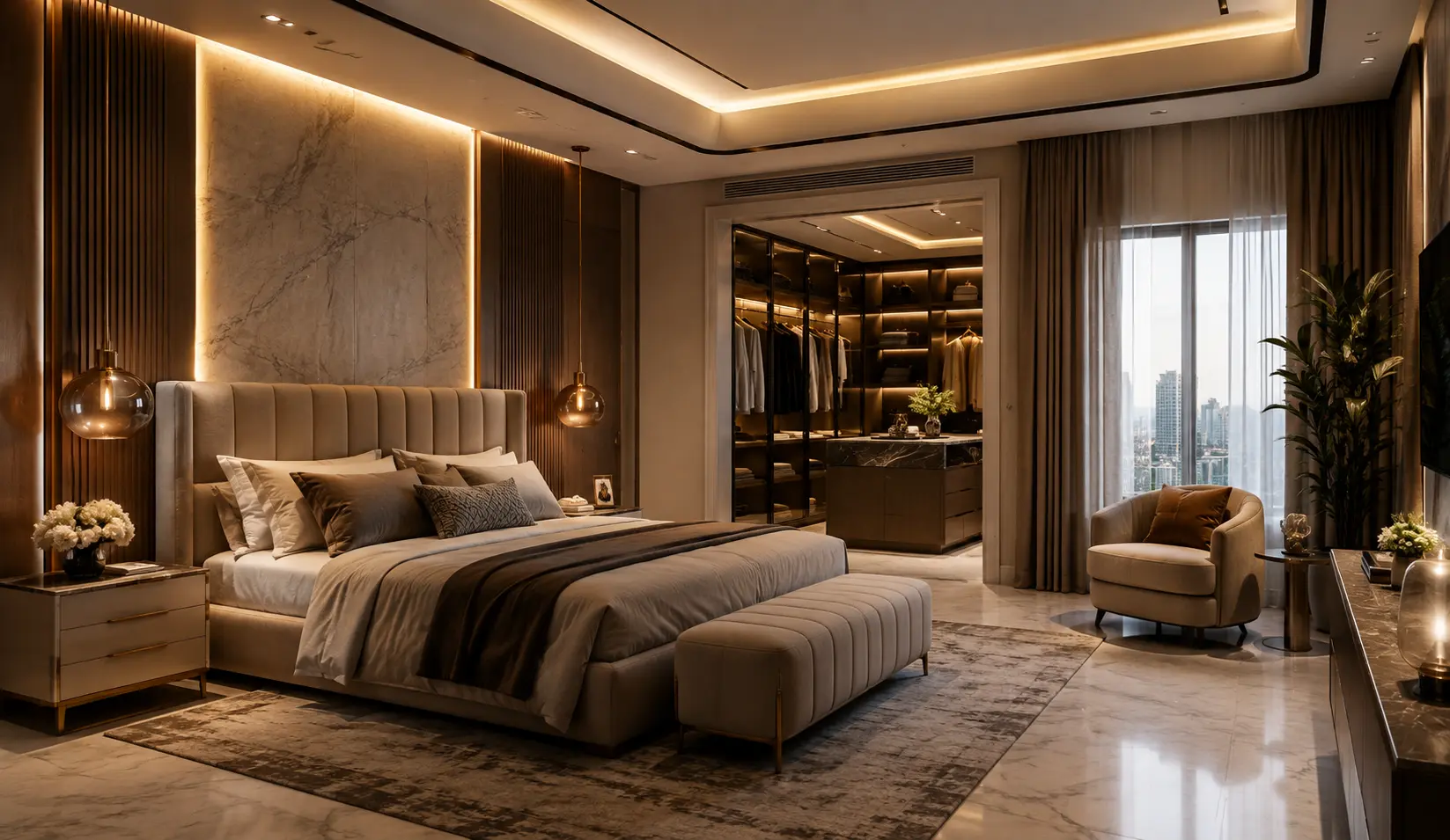 Contemporary Luxury Master Bedroom Interior Design Dhaka Bangladesh