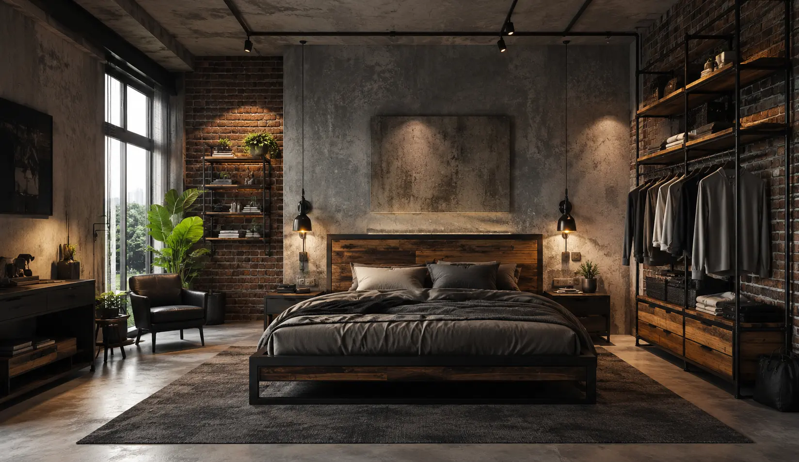 Industrial Master Bedroom Interior Design Bangladesh