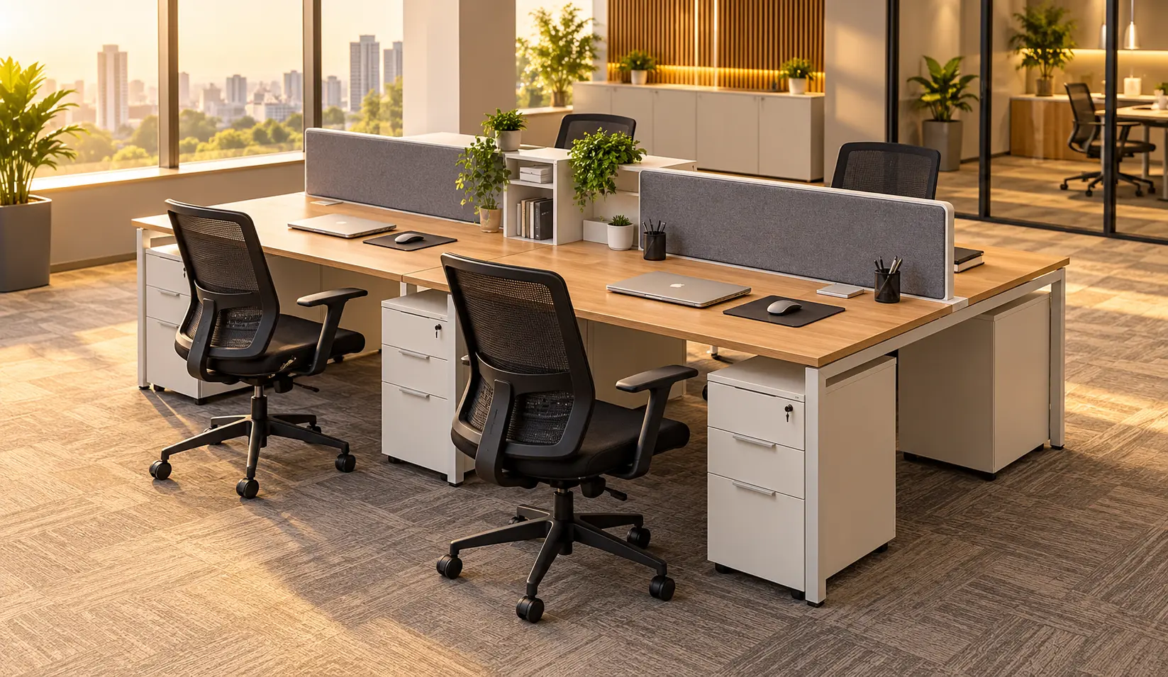 4-Person Bench Workstation Interior Design Bangladesh