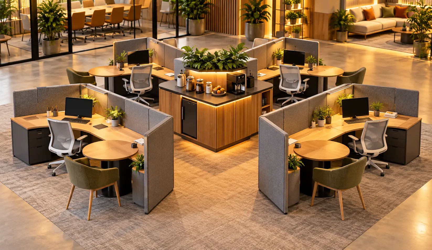 6-Person Workstation Pod Interior Design Bangladesh