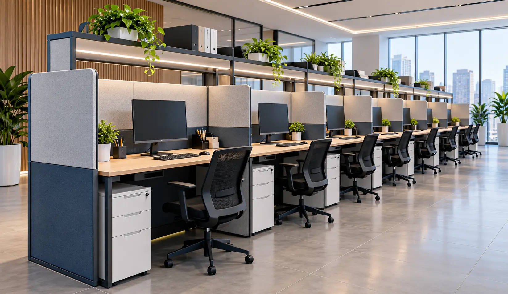 Linear Bench Workstation Interior Design Bangladesh
