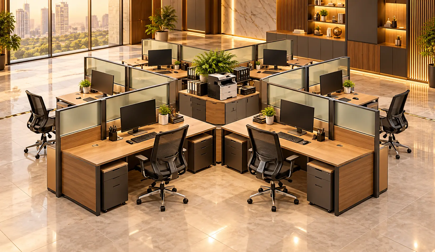8-Person Workstation Cluster Interior Design Bangladesh