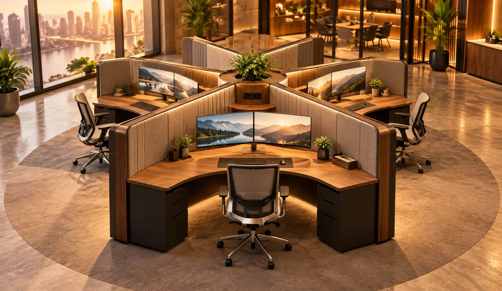 Y-Shaped 120 Degree Workstation Interior Design Dhaka Bangladesh
