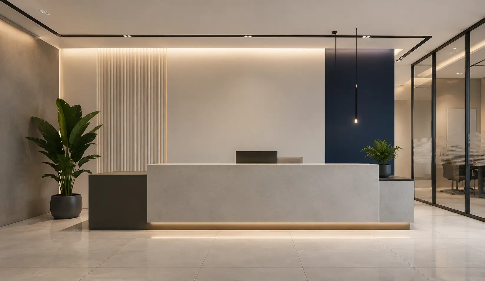 Modern Minimalist Reception Interior Design Bangladesh
