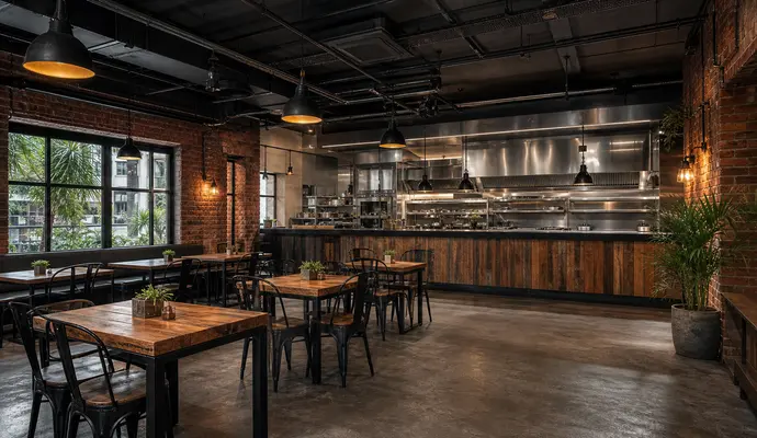 Industrial Urban Restaurant Interior Design Bangladesh