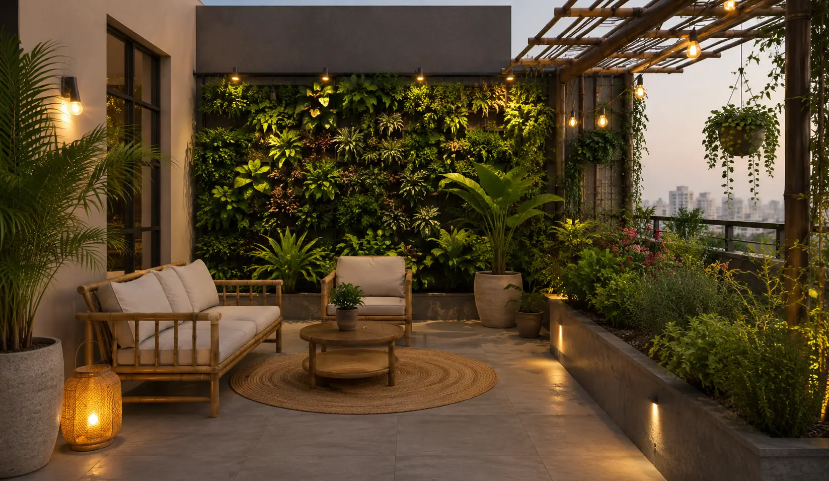 Biophilic Nature-Inspired Terrace Interior Design Bangladesh