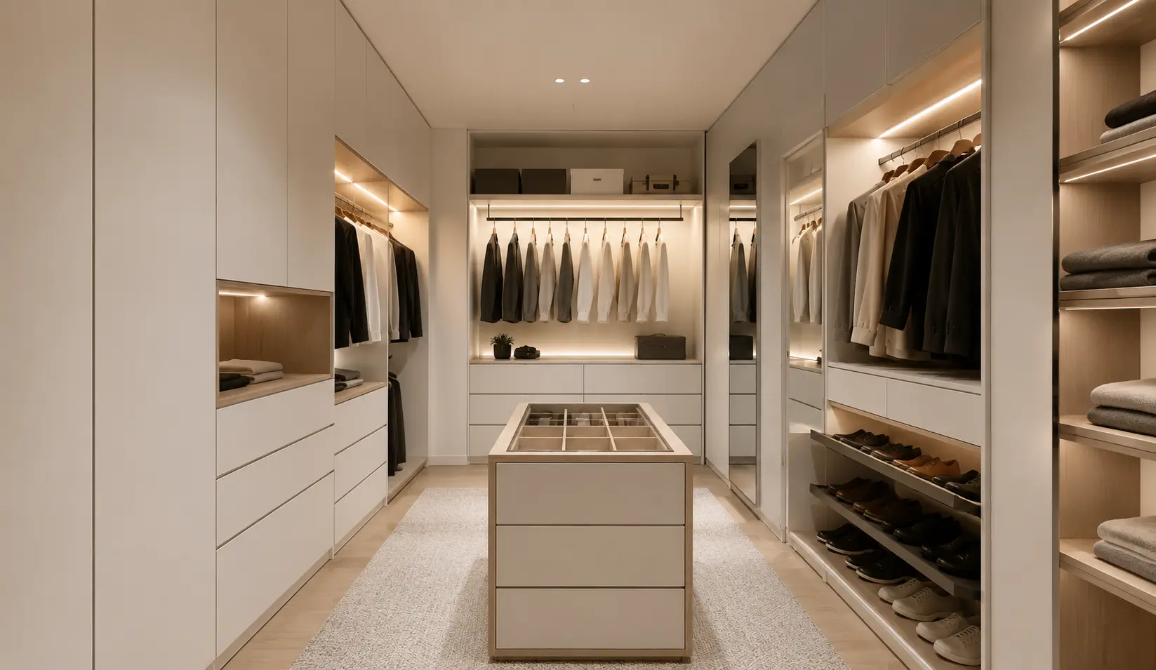 Modern Minimalist Walk-In Closet Design Bangladesh