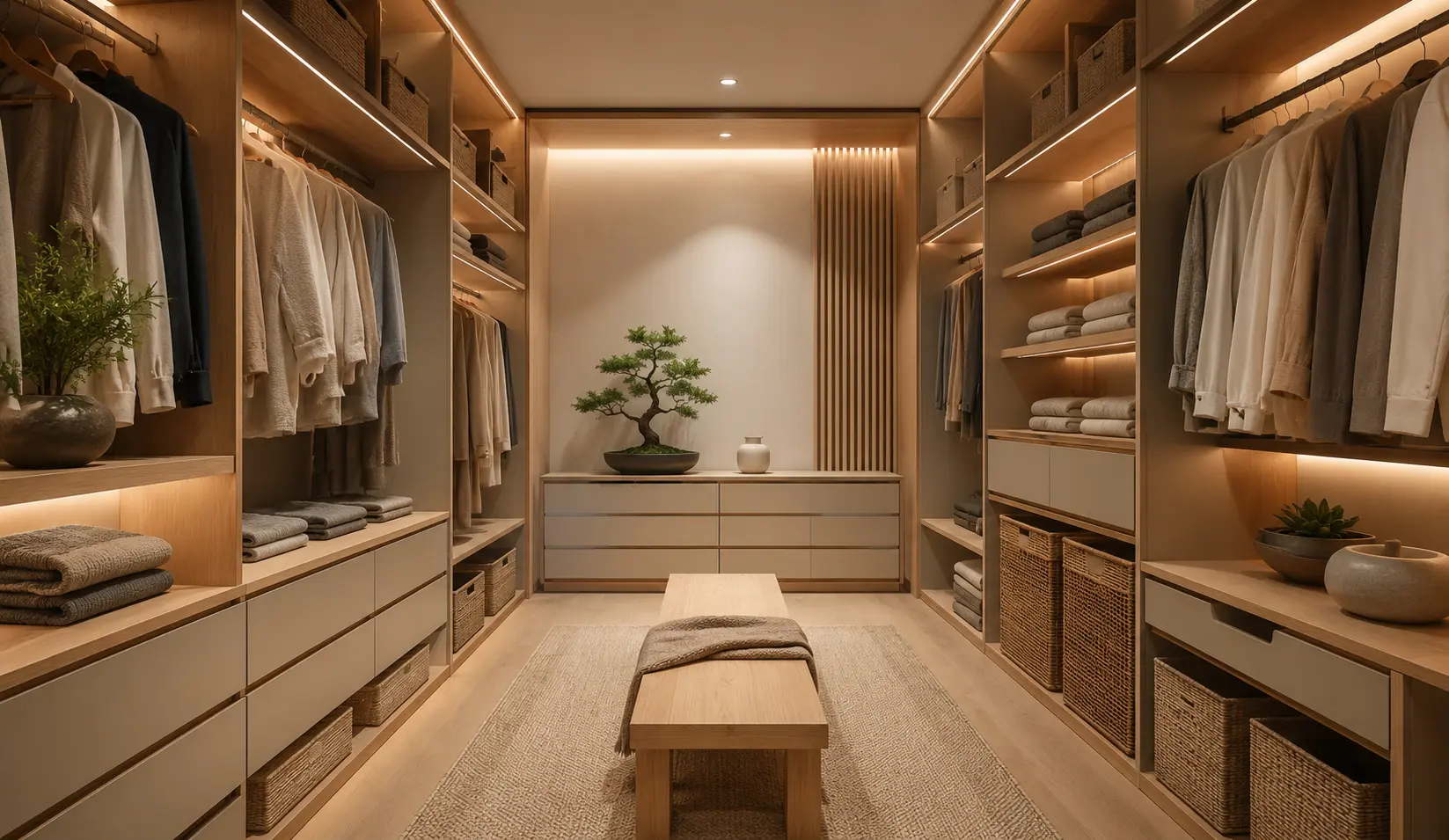 Japandi Walk-In Closet Design Bangladesh